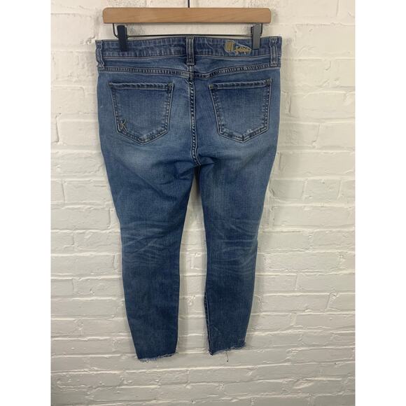 Kut from the Kloth Women's High Rise Skinny Jeans Distressed Raw Hem Blue Size 8 - Picture 2 of 5